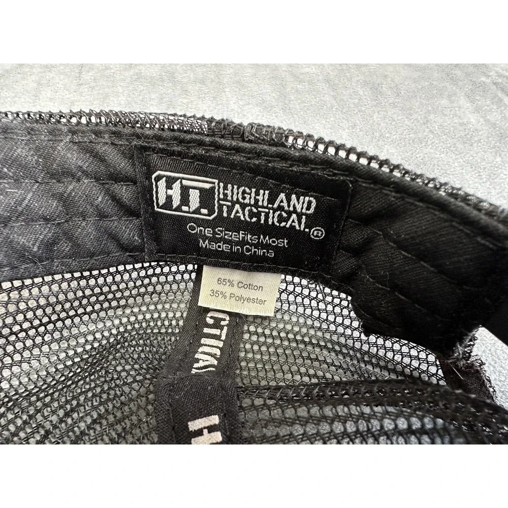 HIGHLAND‎ TACTICAL Operator Mesh Snap Back Trucker Hat Army USA Black Patch Flag